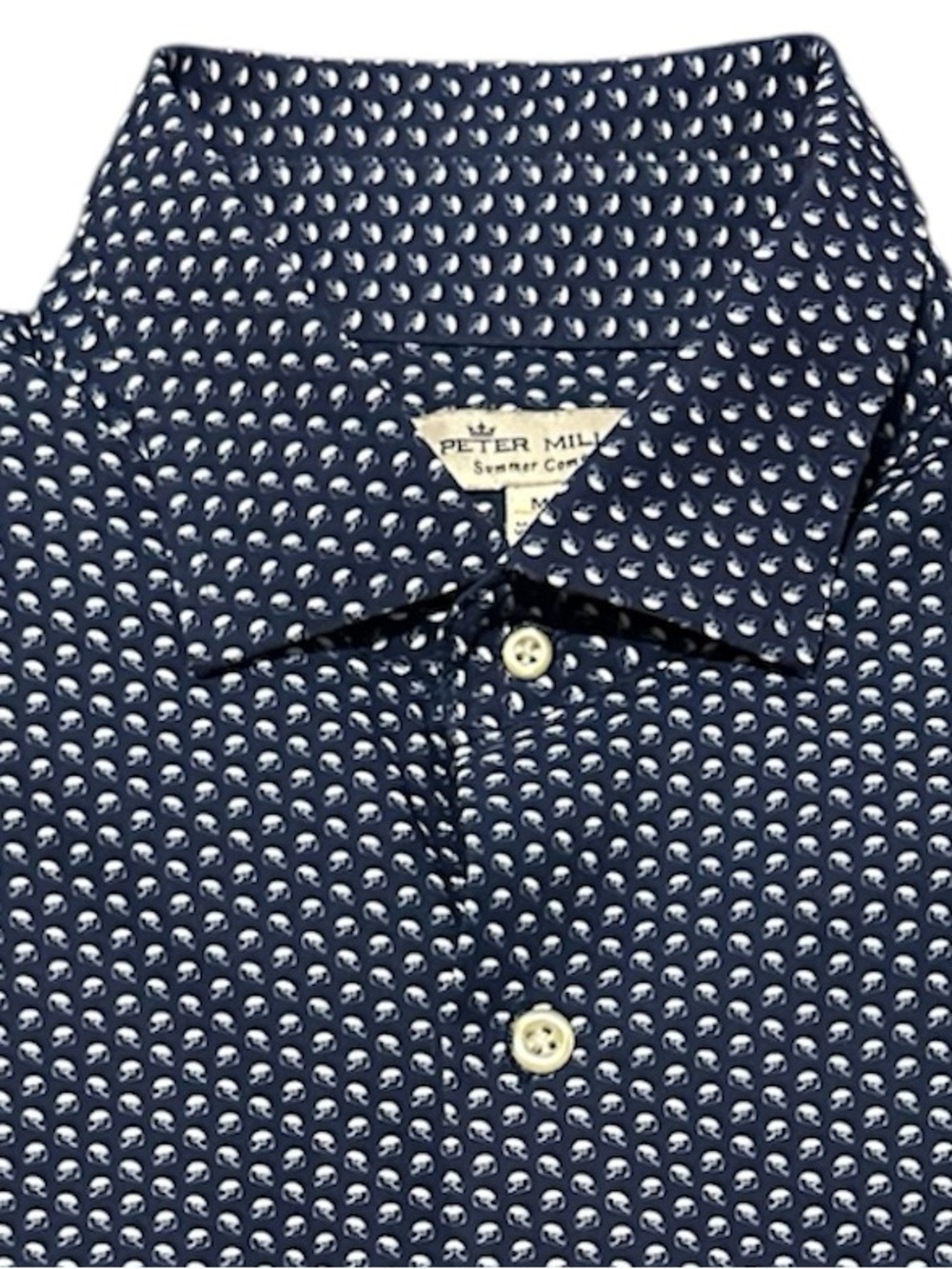Peter Millar Summer Comfort Navy Blue Performance Button-Up Shirt Men’s Medium